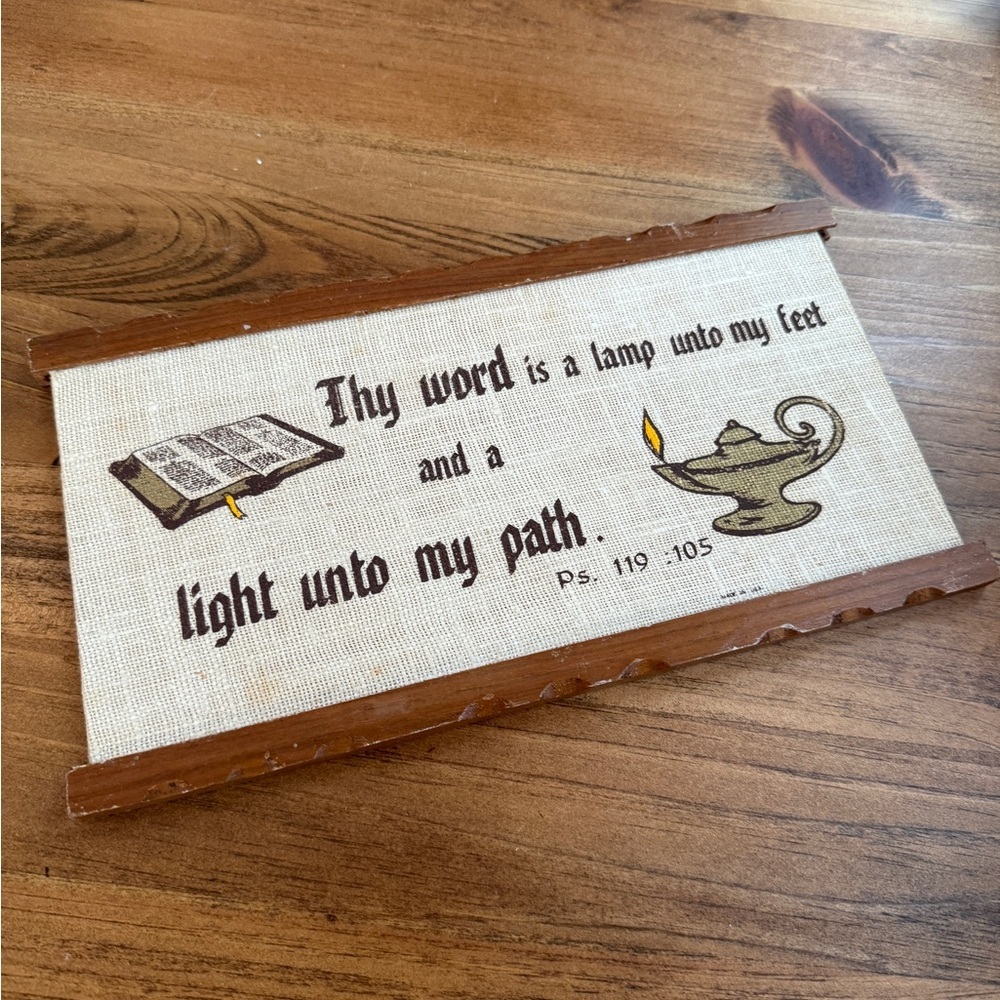 Religious Wall Plaque with Lamp and Bible - Brown and Cream